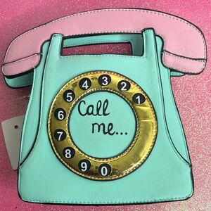 Retro Telephone Handbag - Mint and Pink